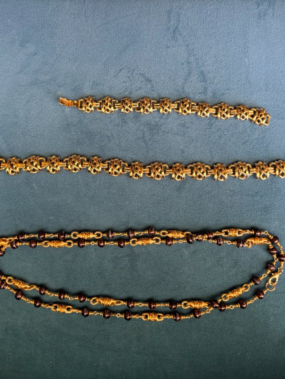 St John Jewelry - Gold-Tone Jewelry Set, One Link Bracelet + Necklace set, and O - Picture 1 of 7